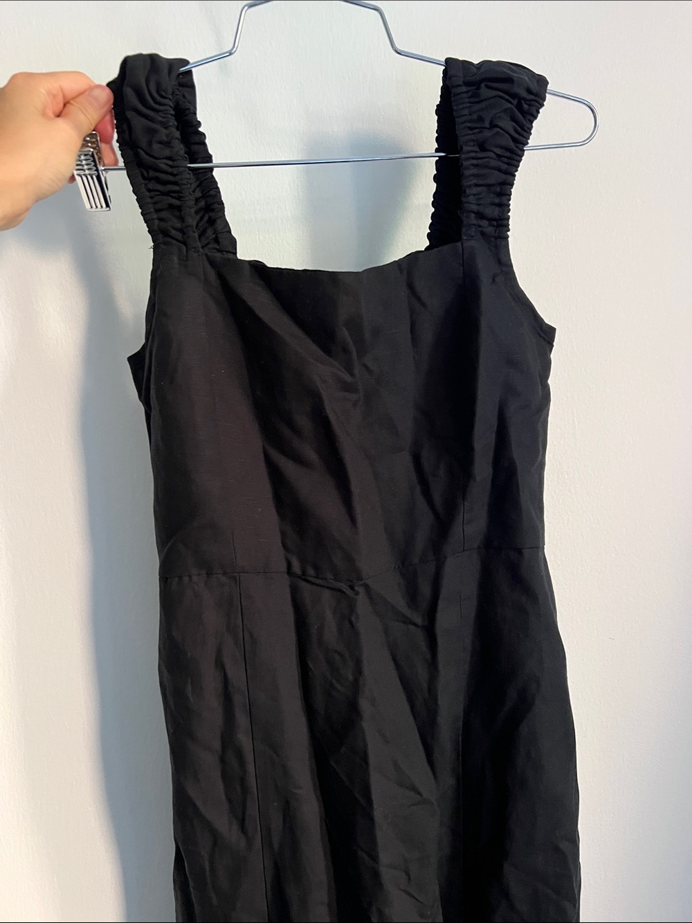Zara Black Midi Dress with Ruched Straps